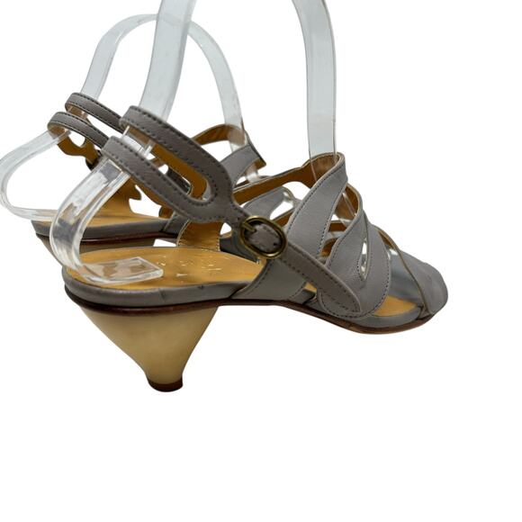 Coclico Leather Sandals Kitten‎ Heel Strappy Slingback Gray Size 38.5 US 8 8.5 - Picture 6 of 15